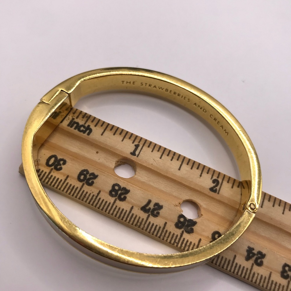 Kate Spade “Strawberries & Cream” Gold-Tone and Pink Hinged Bangle Bracelet - Picture 7 of 8